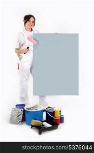 Decorator with a board left blank for your message