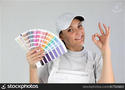 Decorator with a colour chart
