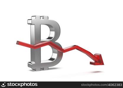 Decreasing the value of Bitcoin cryptocurrency, concept image