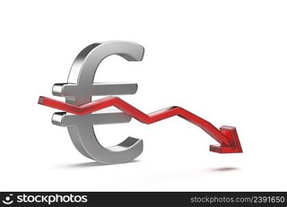 Decreasing the value of euro currency, concept image