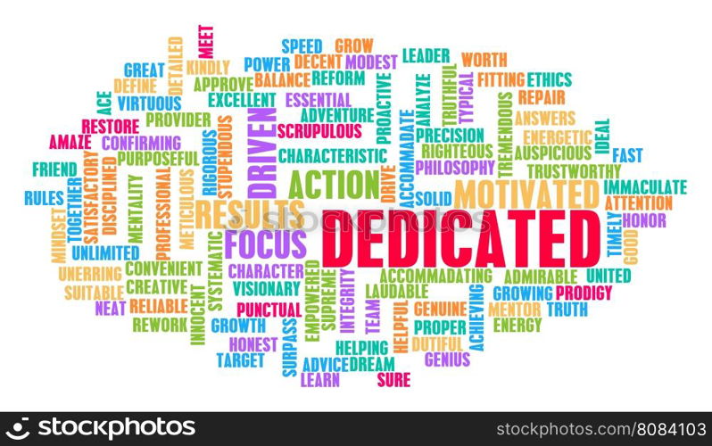 Dedicated Word Cloud Concept on White. Dedicated Word Cloud Concept