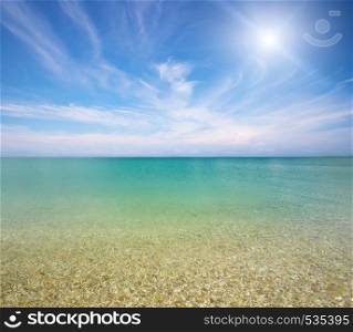 Deeb blue sea at day. Nature composition