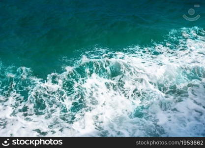 Deep Blue Sea Water Surface With White Foam And Waves Pattern, Background Photo Texture