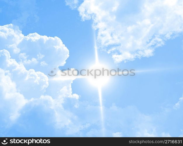 Deep blue sunny sky with white clouds. Blue sky with clouds