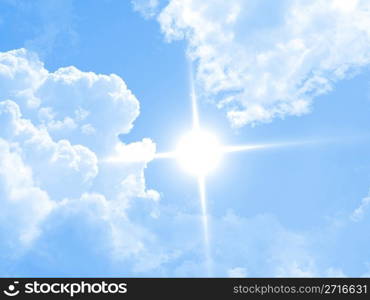 Deep blue sunny sky with white clouds. Blue sky with clouds