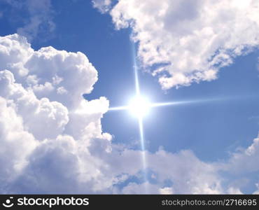 Deep blue sunny sky with white clouds. Blue sky with clouds