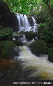 Deep forest waterfall at Phu Hin Rong Kla National Park in Thailand