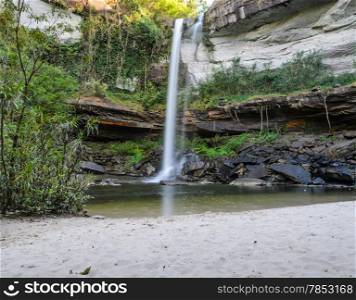 Deep forest waterfall with sand beach in Ubon Ratchathani, Thailand