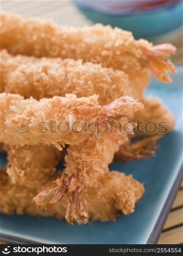 Deep Fried Breaded Japanese Tiger Prawns with Mirin Chili Dip