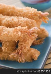 Deep Fried Breaded Japanese Tiger Prawns with Mirin Chili Dip