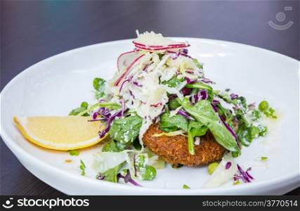 Deep Fried Chicken Breast with Salad