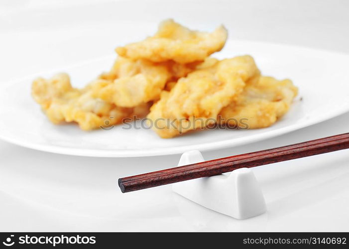 deep fried chicken on plate. chinese cuisine