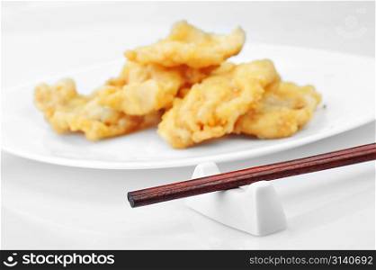 deep fried chicken on plate. chinese cuisine