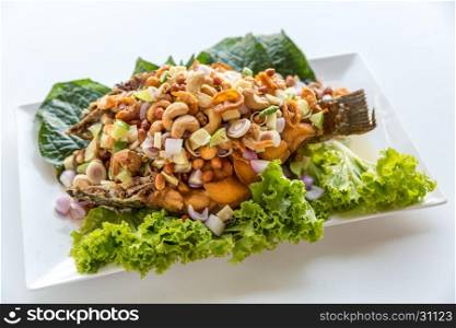 deep fried fish with salad Thai style