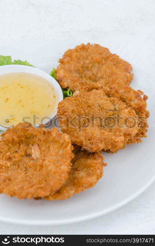 Deep Fried Shrimp Cake. Close up Deep Fried Shrimp Cakes (Tod Mun Kung)