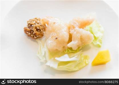 Deep fried shrimp mayonnaise salad
