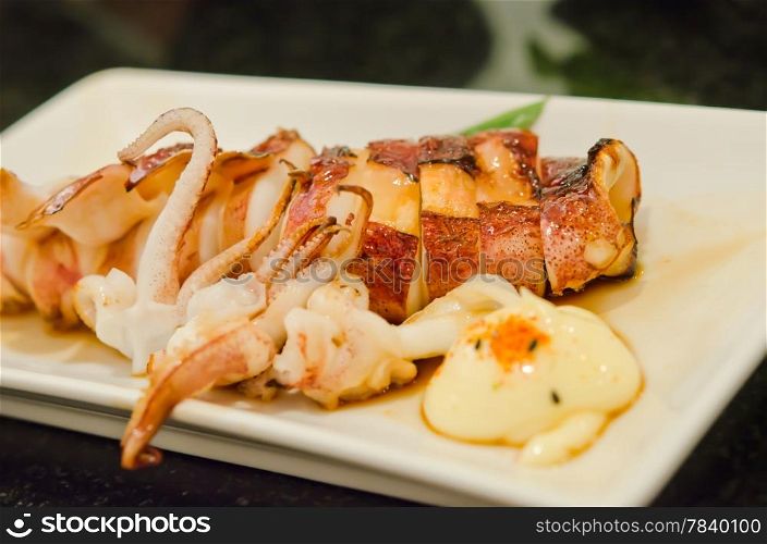 deep fried squid, Japanese food (ika teriyaki)