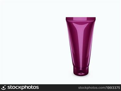 Deep lilac nacre scrub tube mockup isolated from background: scrub tube package design. Blank hygiene, medical, body or facial care template. 3d illustration