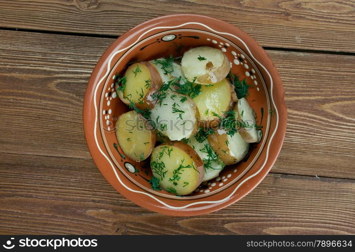 Deep South German Style Potato Salad. close up