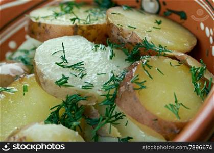 Deep South German Style Potato Salad. close up
