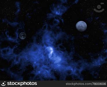 deep space. original scene from deep space with nebula, stars and planets