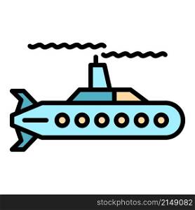 Deep submarine icon. Outline deep submarine vector icon color flat isolated. Deep submarine icon color outline vector
