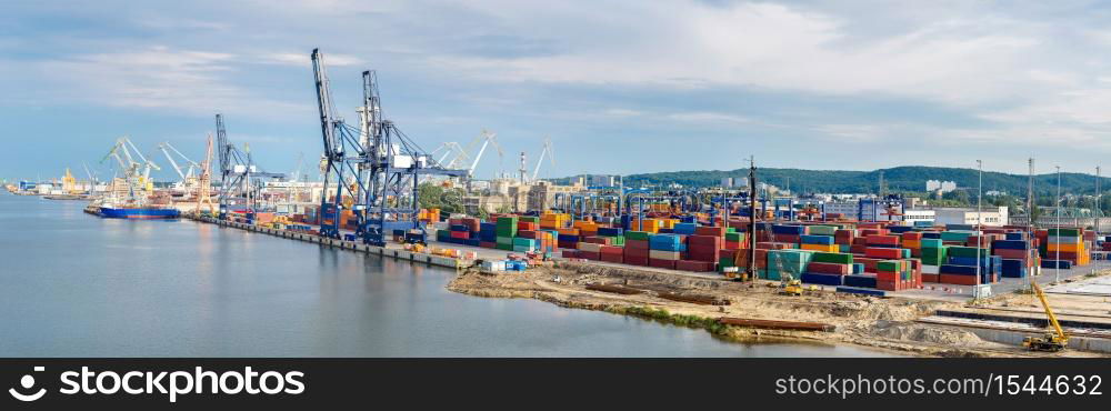 Deepwater Container Terminal in Gdansk during loading - the largest container terminal in Poland, Gdansk