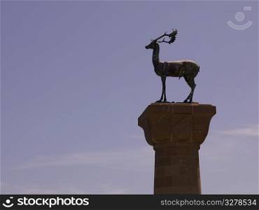 Deer statue at Mandraki Harbour in Rhodes Greece