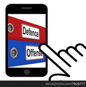 Defence Offense Folders Displaying Protect And Attack
