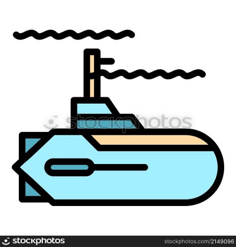 Defence submarine icon. Outline defence submarine vector icon color flat isolated. Defence submarine icon color outline vector