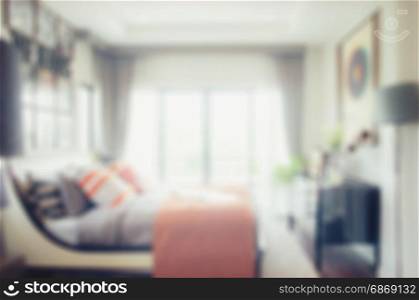 defocus blur abstract background of modern bedroom interior