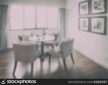 Defocus dining table in dining room