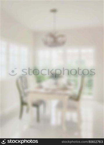 Defocus dining table in dining room
