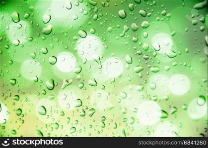 defocus of light with green background and drop water