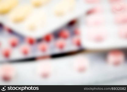 Defocused blur background of of medicine pills