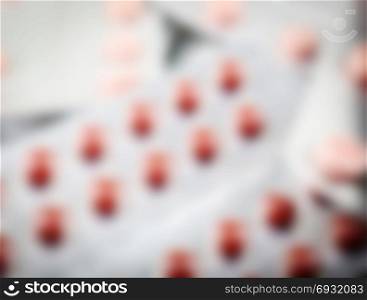 Defocused blur background of of medicine pills