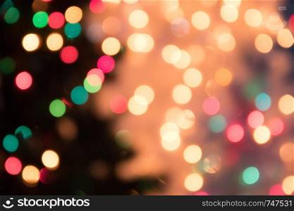 Defocused bokeh light background for Christmas and New Year Celebration