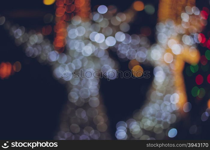 Defocused bokeh lights of christmas deer