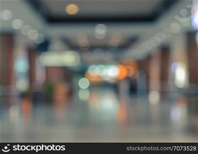 Defocused image of office, airport, hospital or shopping mall building corridor background