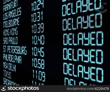Delay - Closeup of Departure Timetable on Airport - Illustration