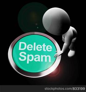 Delete spam concept icon means remove junk mail and unwanted emails. Problem with garbage and trash online - 3d illustration. Delete Spam Button Showing Removing Unwanted Junk Email