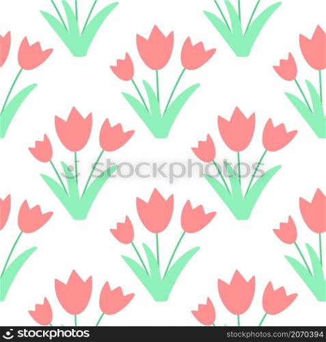 Delicate floral seamless pattern with tulips. Background with beautiful flowers. Cute template for wallpaper, fabric and packaging. Delicate floral seamless pattern with tulips