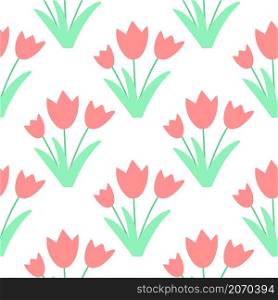 Delicate floral seamless pattern with tulips. Background with beautiful flowers. Cute template for wallpaper, fabric and packaging. Delicate floral seamless pattern with tulips