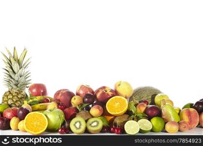 Delicious and healthy fresh fruit on a white background