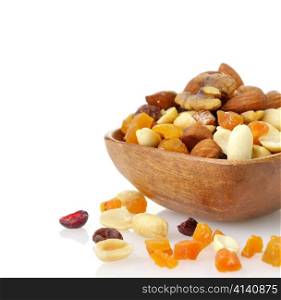 Delicious and healthy mixed dried fruit, nuts and seeds