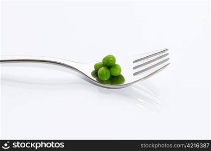 Delicious and healthy peas ready to be eaten. Copy Space