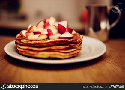 Delicious apple pancake stacks 3d illustrated