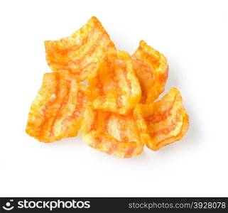 Delicious bacon snacks isolated on white background. With clipping path