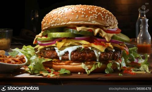 Delicious big burger with beef meat patties and cheese.. Delicious big burger with beef meat patties and cheese