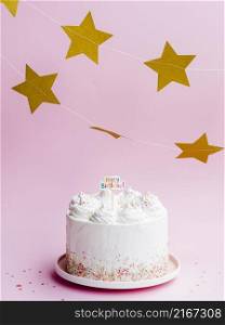 delicious birthday cake golden stars